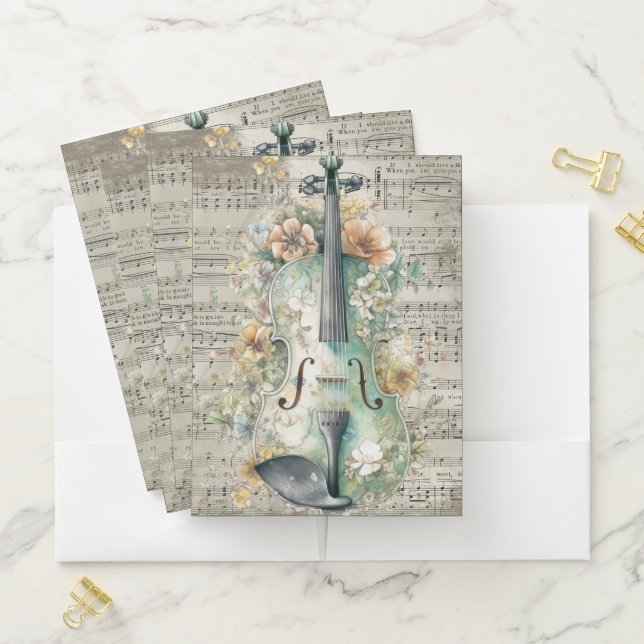 Violin Sheet Music Vintage Pocket Folder (In Situ)