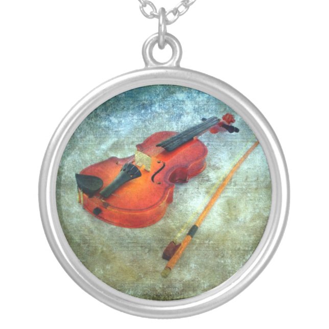 Violin Silver Plated Necklace (Front)