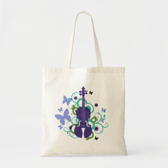 Violin Sky Butterfly Tote Bag (Front)
