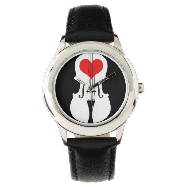 Violin Sleek Red and Black Wrist Watch (Front)
