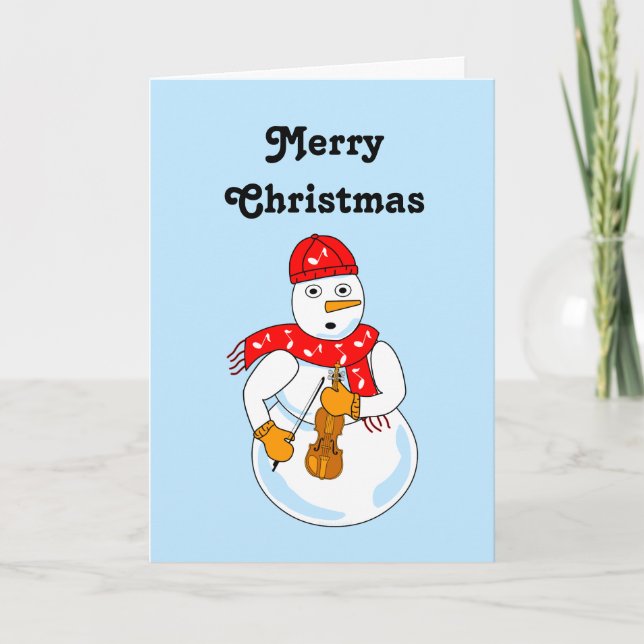 Violin Snowman Christmas Tree Card (Front)