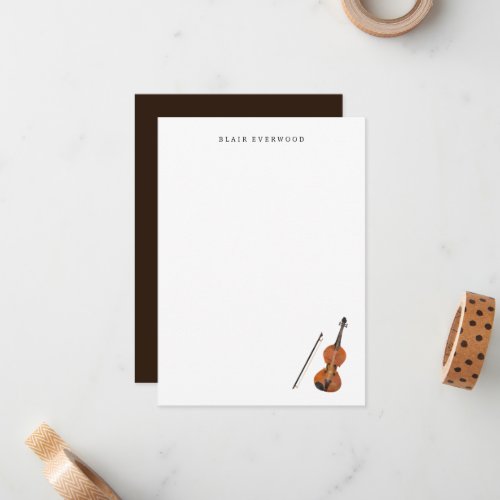 Violin Stationery _ Personalized Violin Note Cards
