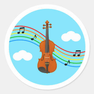 Violin Sticker Sky Rainbow Music Kids
