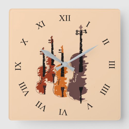 Violin String Instrument string quartet Square Wall Clock