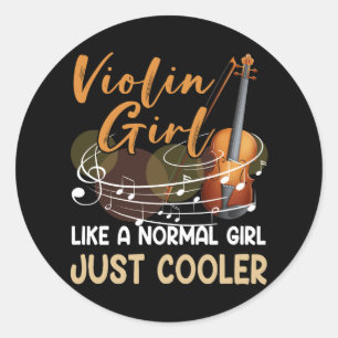 Violin String Instrument Violin Girl Like A Normal Classic Round Sticker