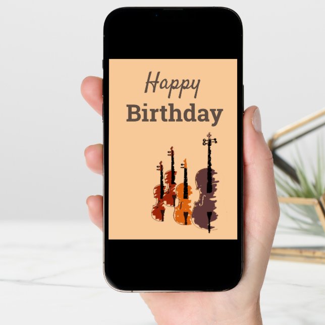 Violin string quartet arty music card (Front Digital)