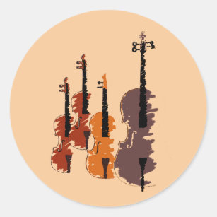 Violin string quartet arty music classic round sticker