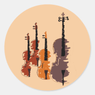 Violin string quartet arty music classic round sticker