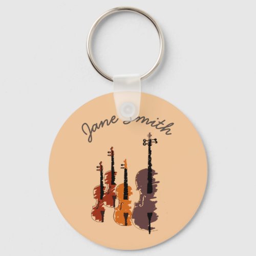 Violin string quartet arty music keychain