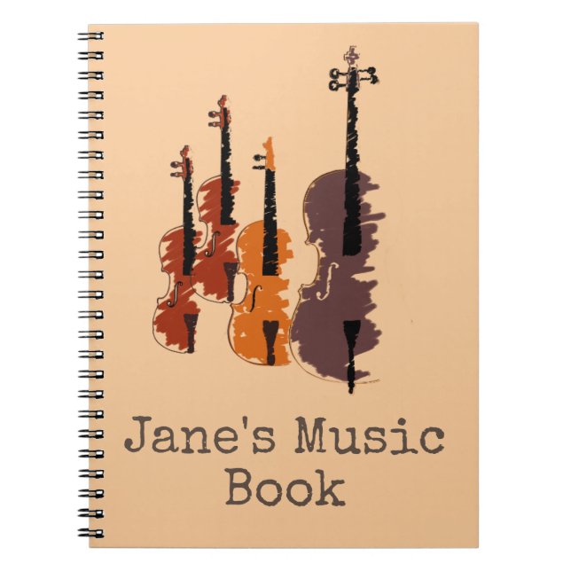 Violin string quartet arty music notebook (Front)