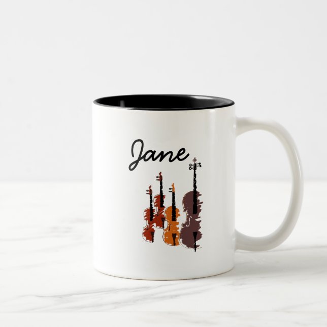 Violin string quartet arty music Two-Tone coffee mug (Right)