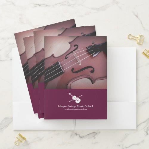 Violin strings music school pocket folder