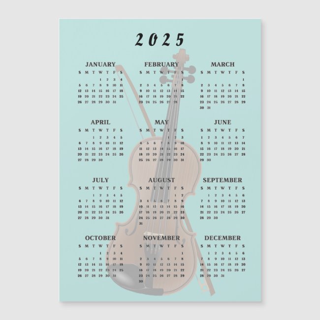 Violin Strings Musical 2025 Calendar Magnetic Card