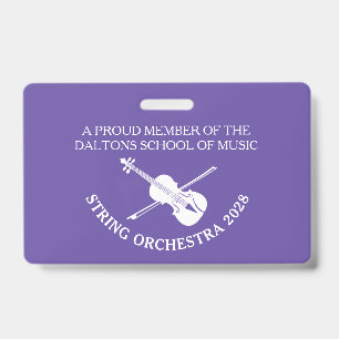 Violin strings orchestra personalized name badge