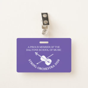 Violin strings orchestra personalized name badge