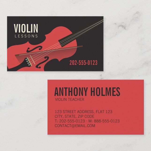 Violin Teacher Music Lessons Business Card (Front/Back)