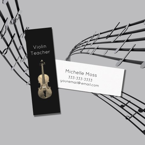 Violin Teacher Musical Instrument Minimalist Black Mini Business Card