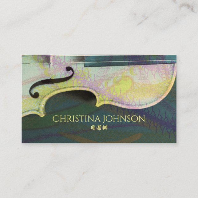 Violin Teacher Musician Artist Luthier Chinese Business Card (Front)