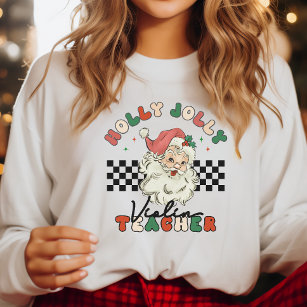 Preschool Teacher Christmas Sweatshirt, Holly Jolly Preschool Teacher