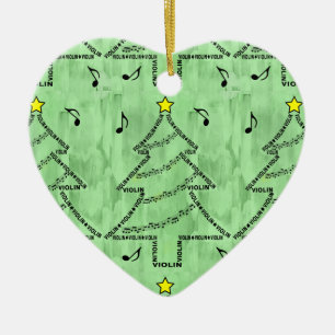 Violin Text Christmas Tree Ceramic Ornament