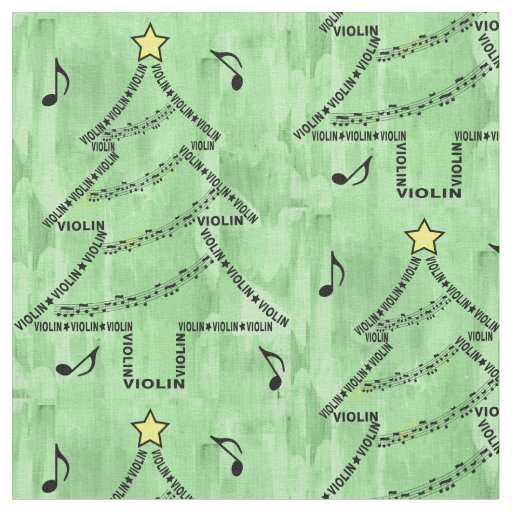 Violin Text Christmas Tree  Fabric
