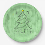 Violin Text Christmas Tree Paper Plates