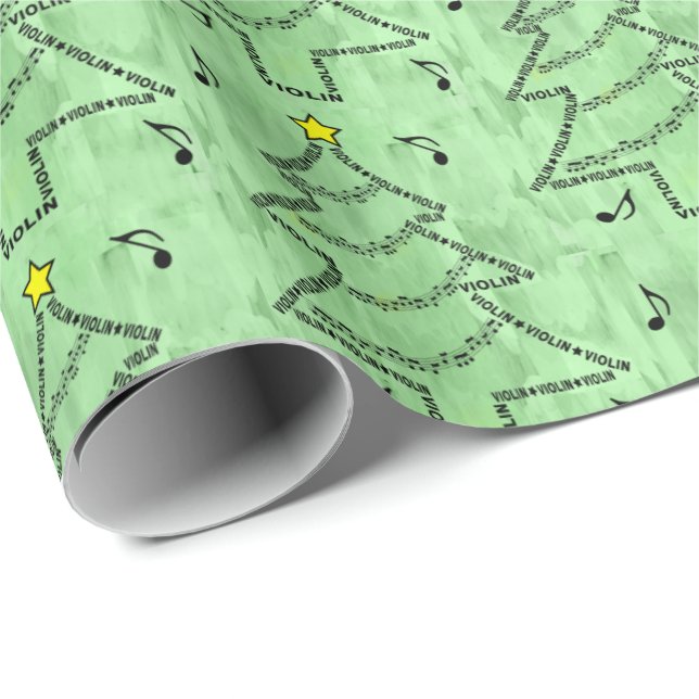  Violin Text Christmas Tree  Wrapping Paper (Roll Corner)