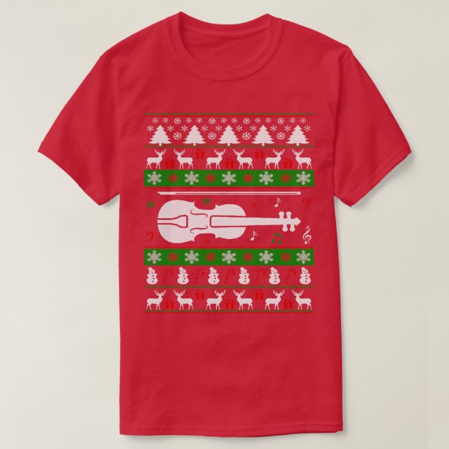 Violin Ugly Christmas Sweater For Lovers (Design Front)