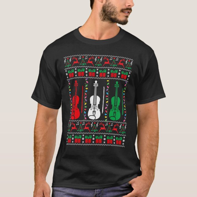 Violin Ugly Christmas Sweater Violinist Xmas Famil (Front)