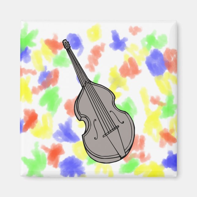 Violin Upright Bass Guitar Graphic Magnet (Front)
