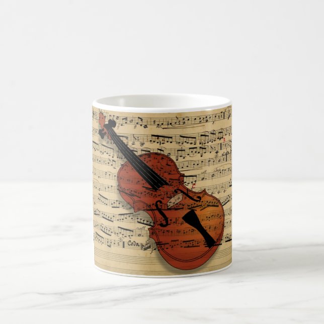 Violin Vintage Music Coffee Mug (Center)