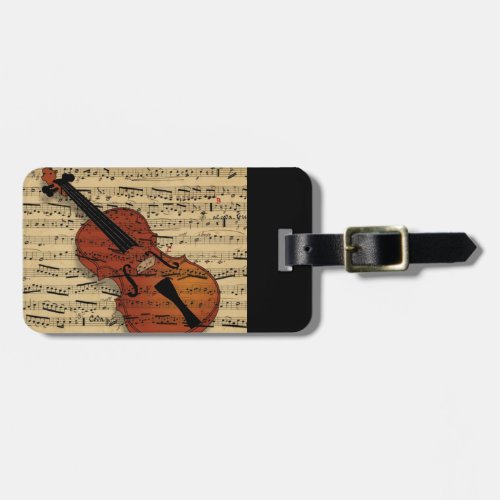 Violin Vintage Music Luggage Tag