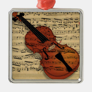 Violin Vintage Music Metal Ornament