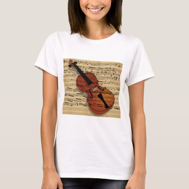 Violin Vintage Music T-Shirt (Front)