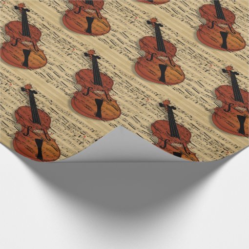 Violin Vintage Music Wrapping Paper Zazzle