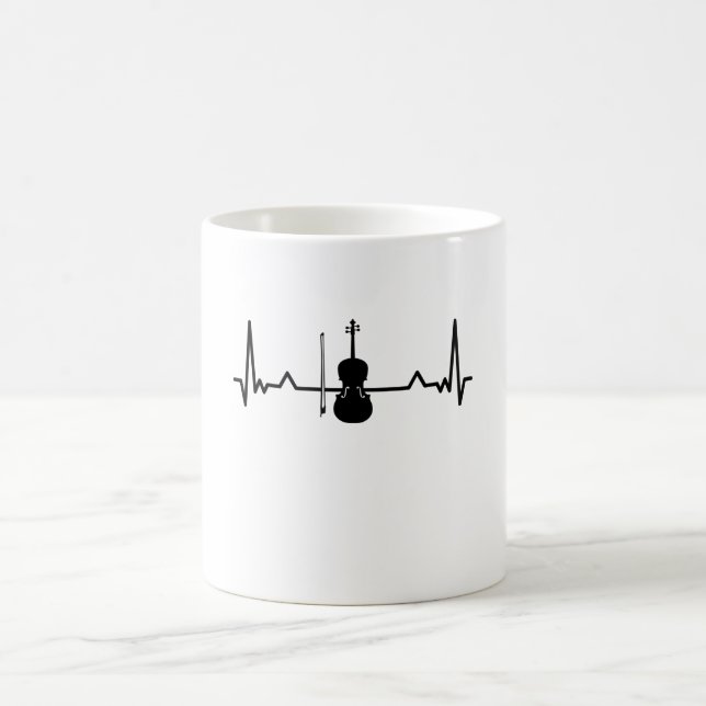 Violin Viola Cello Heartbeat Funny Gifts Coffee Mug (Center)