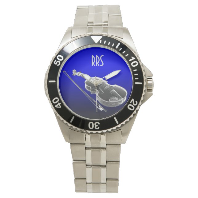 Violin Viola Cello Personalized Monogram Gift Watch (Front)