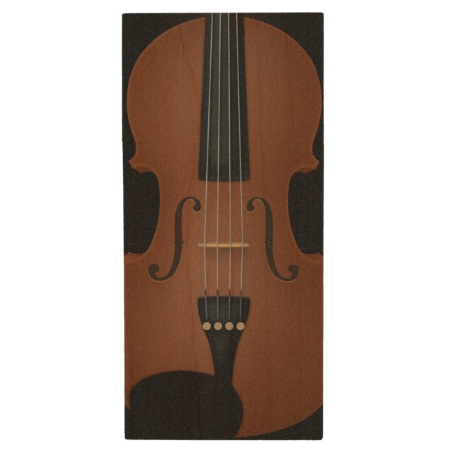Violin Viola.Front & Back Custom Classical Music Wood Flash Drive (Front Vertical)