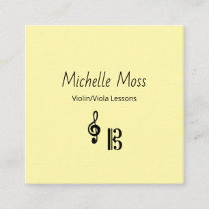 Violin Viola Music Lessons QR code Yellow Musical Square Business Card