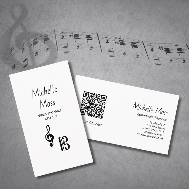 Violin Viola Professional Music Lessons Simple  Business Card (Creator Uploaded)