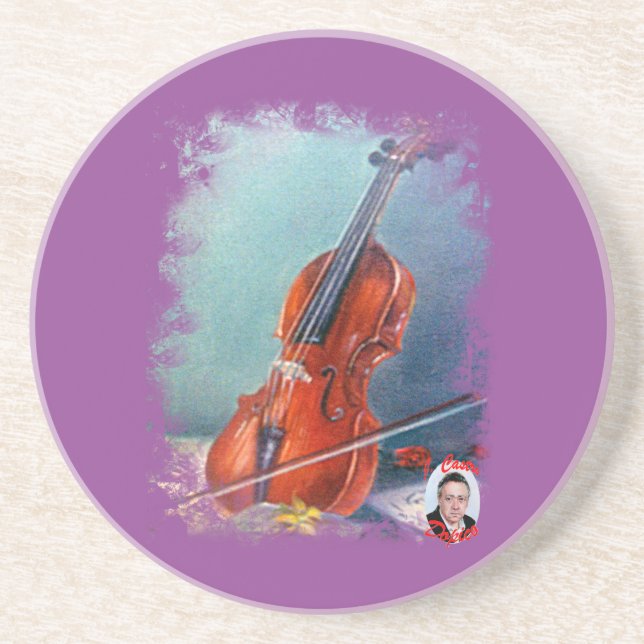 Violín/Violin Sandstone Coaster (Front)