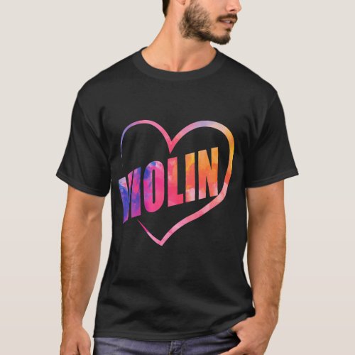 Violin Violinist Heart Watercolor Violin T_Shirt