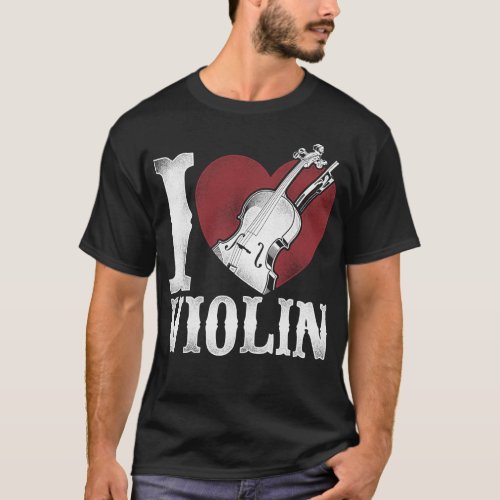 Violin Violinist I Love Violin Heart Vintage T_Shirt