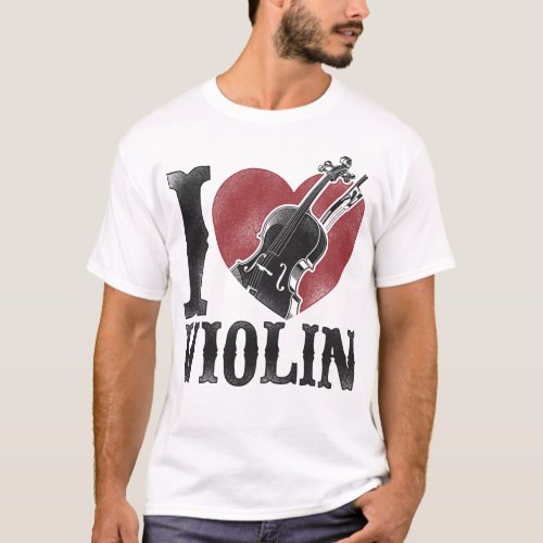 Violin Violinist I Love Violin Heart Vintage T_Shirt
