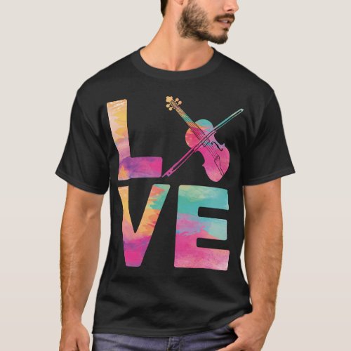 Violin Violinist Love Watercolor T_Shirt