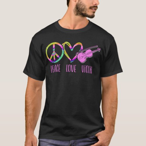 Violin Violinist Peace Love Violin Girl Tie Dye T_Shirt