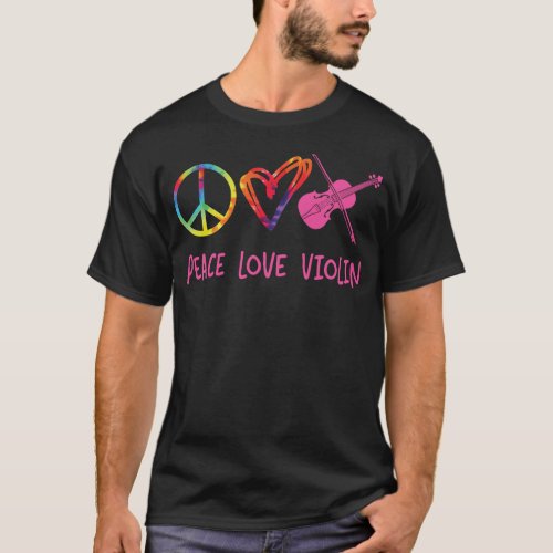 Violin Violinist Peace Love Violin Girl Tie Dye T_Shirt