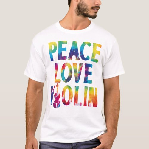 Violin Violinist Peace Love Violin Girl Watercolor T_Shirt