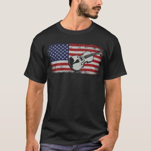 Violin Violinist Violin American Flag Usa American T_Shirt