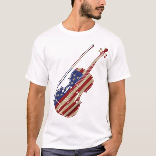 Violin Violinist Violin American Flag Usa American T_Shirt